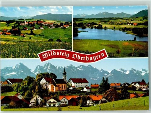 Wildsteig Schwaigsee Bayerische- und Allgäuer- und Tiroler Alpen Rückseite mit Abschürfungen bzw Kleberesten