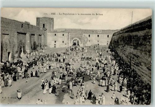 Fes 1920 La Population a la rencontre du Sultan