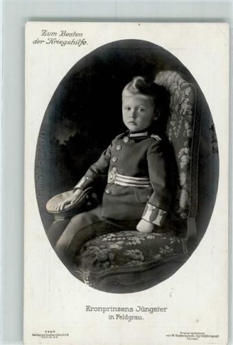 1915 Kronprinz Jüngster in Feldgrau Verlag Liersch 7167 AK Kriegswohlfahrtskarte