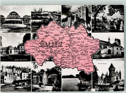 Neris-les-Bains Landkarte Allier Vichy Moulins Montlucon Cannat Bourbon-Busset