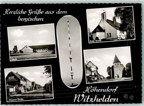 Witzhelden Rückseite mit Abschürfungen und Kleberesten Schule Kath. Kirche Hilgener Straße Am Markt
