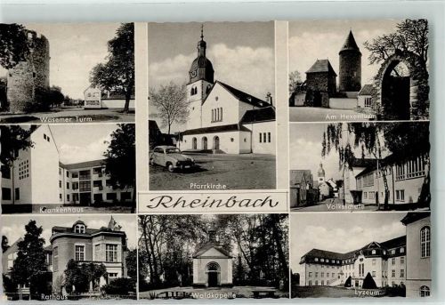 Rheinbach Rückseite mit Abschürfungen und Kleberesten Wasemer Turm Krankenhaus Rathaus Pfarrkirche Waldkapelle Am Hexenturm Volksschule Lyzeum