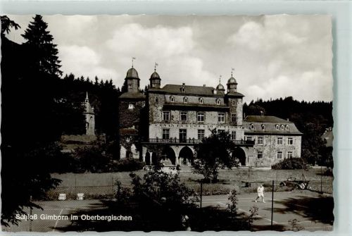 Gimborn Rückseite mit Abschürfungen und Kleberesten Hotel Restaurant Zum Schloss Gimborn Tennisplatz