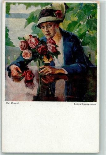 Letzte Sommerrosen Frau Palette Karte Nr. 121 Verlag Hans Kohler