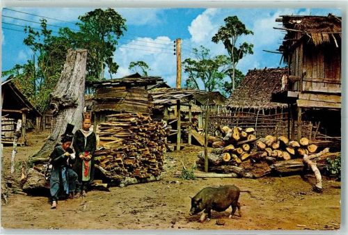 1965 A Group of Houses of Meo-Hill-Tribe at Chiangmai North Thailand