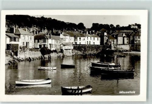 Mousehole 1955 Häuser am Wasser AK