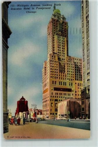 Chicago 1953 North Sheraton Hotel in Foreground , Michigan Ave.