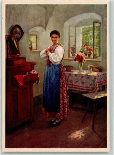 1126 Dirndl Tracht sign. Karl Schuster AK
