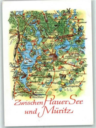 17213 O2063 Malchow Zeltplatz Plauer See - Landkarte Plauer See und Müritz