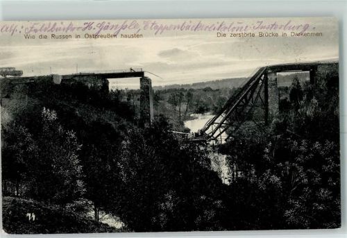 Darkehmen 1915 Brücke Feldpost WK I Insterburg