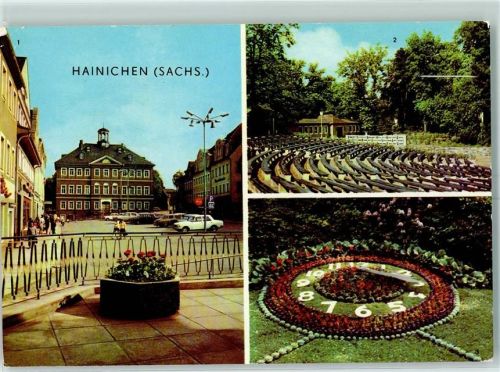 09661 O9260 Hainichen , Sachs - Freilichtbühne Rathaus Blumenuhr