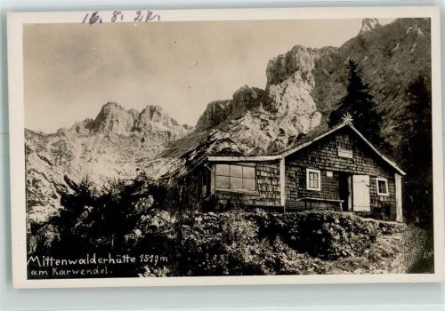 Mittenwalder Hütte Hüttenstempel Beschreibung aufgeklebt