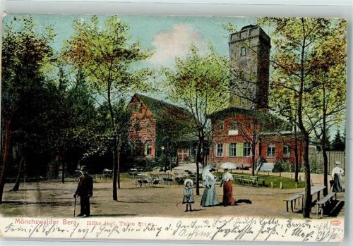 Mönchswalde 1905 Gasthaus Mönchswalder Berg Turm Gartenterrasse Gasthausstempel