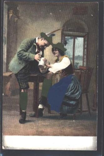 Prägedruck Tracht Bier AK