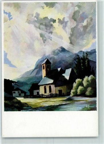 Aquarell Kirchlein im Pinzgau F.Lesche