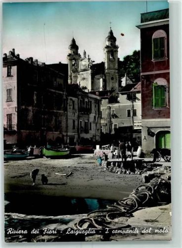 Laigueglia Glockentürme von der Mole aus gesehen