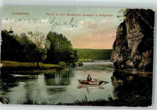 Inzigkofen 1907 in den fürstlichen Anlagen Ruderboot