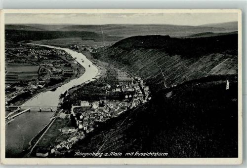 Klingenberg Fliegeraufnahme Brücke Aussichtsturm Bahnpost Aschaffenburg Zug 514