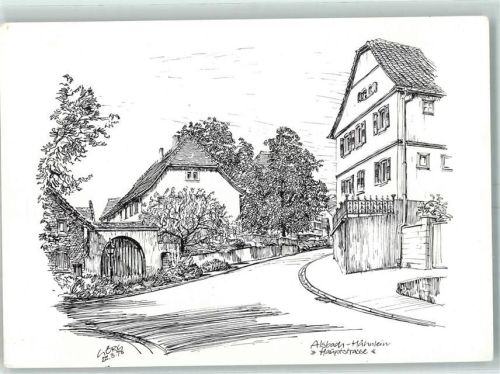 Alsbach-Hähnlein Hauptstraße Zeichnung sign.Görg 1978