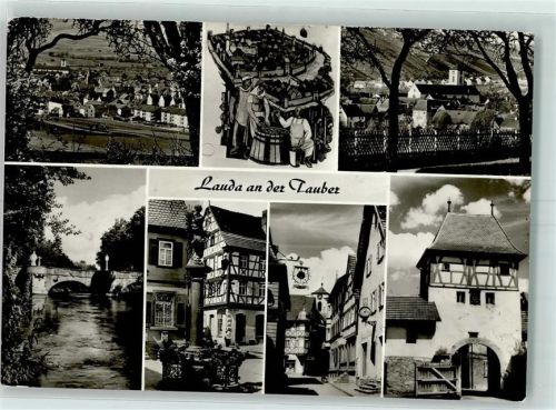 Lauda Alte Tauberbrücke Mariensäule Rathausturm Oberes Tor