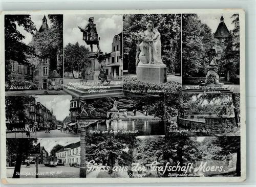 Moers Schlosshof Friedrich I König Der Grosse Kurfürst Graf von Mörs Hektor und Andrumache Luise-Henriette-Denkmal Steinstraße Oldtimer Greef-Denkmal Schlosspark Ürdingerstraße m.Kgl.Hof Straßenbahn