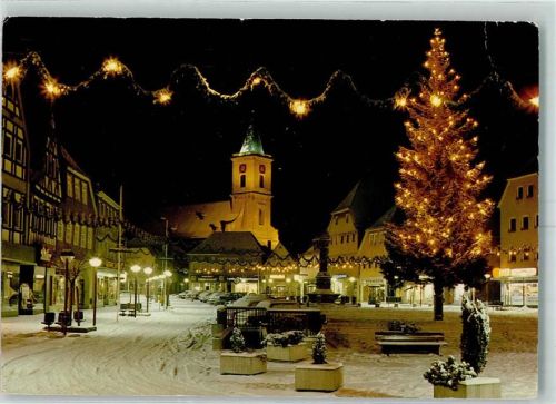 Bad Neustadt Marktplatz Winter Nacht Weihnachtsbaum Weihnachtsbeleuchtung
