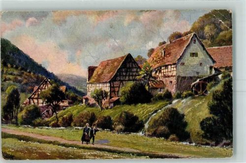 Unterhöllgrund Mühlen Mühlrad Künstlerkarte