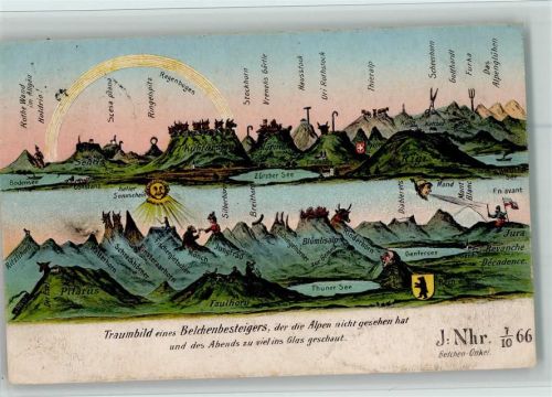 1927 Traumbild eines Belchenbesteigers, der die Alpen nicht gesehen hat und des Abends zu viel ins Glas schaut