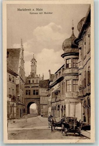 97340 W8713 Marktbreit - Rathaus mit Maintor Pferdekarren