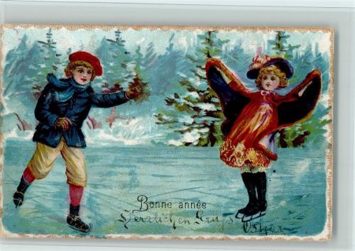 Neujahr - Bonne annee - Kinder AK Eckknick