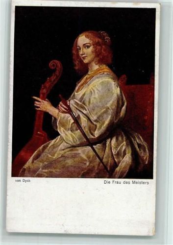 Gemälde van Dyck - Die Frau des Meisters mit einem Cello AK