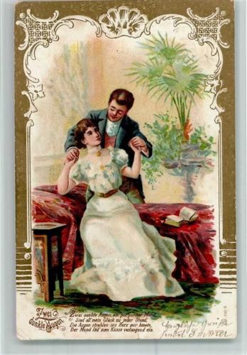 1905 Serie Zwei dunkle Augen - Liebespaar, Goldverzierungen