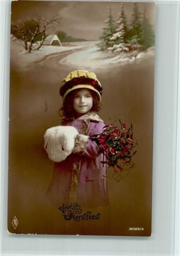 1916 PFB Serie 3025-3 - Mädchen mit einem Muff - Weihnachten