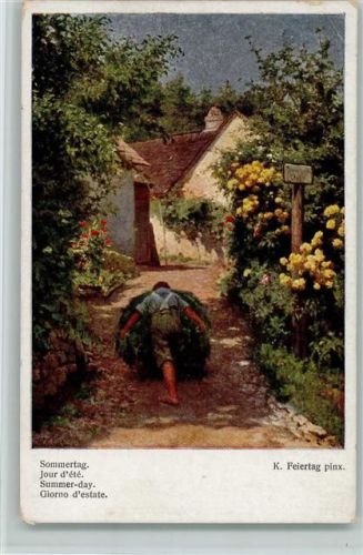1940 sign Feiertag - Sommertag - Gartenarbeit