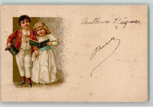 Kinderpoesie, Buch lesen 1902 AK
