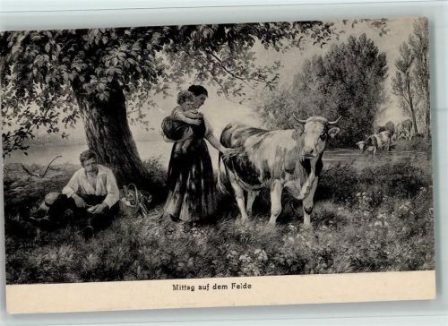 Nr. 6 Verlag Brunner & Co , Kühe - Bauern, Mittag auf dem Felde , gute Erhaltung