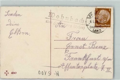 Wohnbach Landpoststempel über Friedberg Hessen