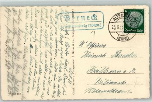 Berneck Landpoststempel über Altensteig Württ. Schwarzwald Trachtenpaar Sie glaubt es halt nicht