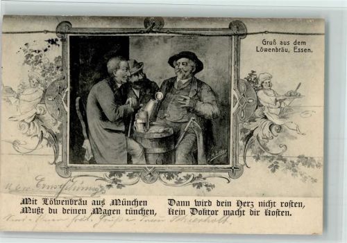 W4300 Essen , Ruhr Löwenbräu - Männer beim Bier trinken Löwenbräukeller 1912