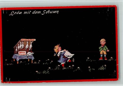 1917 Leda mit dem Schwan - Gänseverkauf - Jugendstreiche -Humor