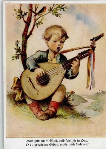 1940 Kind mit einer Mandoline