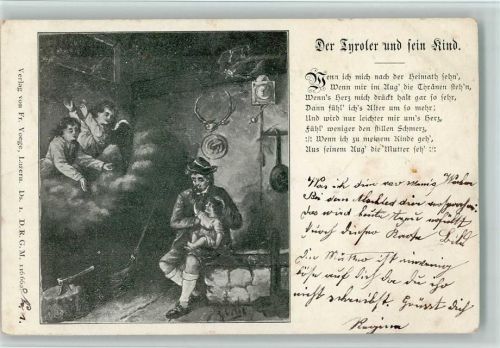 1901 Spruch - Der Thyroler und sein Kind - Mutter ist gestorben AK