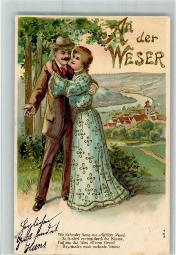 1905 Serie 583 - An der Weser u. Vers - Liebespaar AK Gute Erhaltung