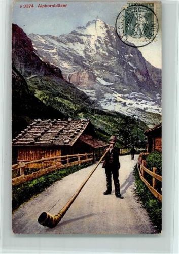 1919 Schweizer Alphornbläser AK
