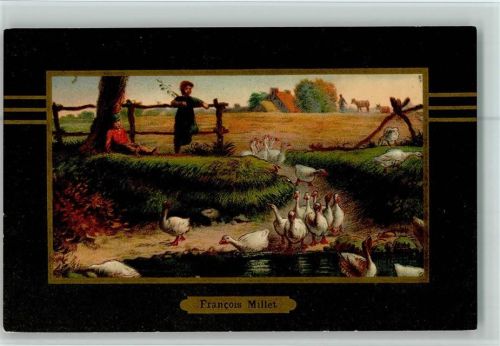 N.K.G. Serie 1250 - Gemälde von Millet 13 - Dorfweiher - gute Erhaltung