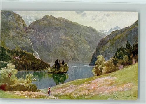 Alpiner Kunstverlag Richter Nr. 29 - Königsee mit Insel Christlieger , gute Erhaltung
