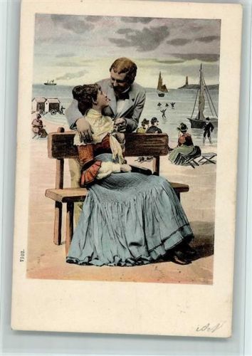 1902 Schöne Serie Nr. 7102 Liebespaar am Strand 1902 AK Gute Erhaltung