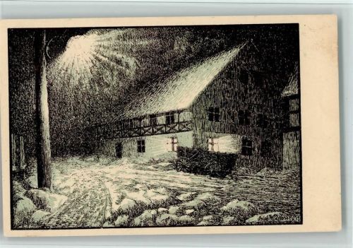 Sign W. Eiland - Da licht leuchtet in der Finsternis, Nr. 5 Blatt aus Reihe 2 "Seele der Heimat" ,gute Erhaltung AK