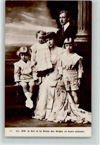 Verlag J.P. Paris Nr. 16 Roi et la Reine des Belges et leurs enfants, gute Erhaltung AK