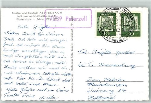 Oberndorf Landpoststempel Peterzell Klosterkirche Alpirsbach